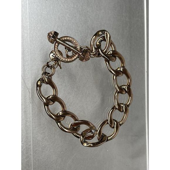 Juicy Couture Toggle Clasp Rose Gold Charm Bracelet Crystal Charm - Picture 3 of 5